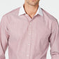 Tasso Elba Men's Classic/Regular Fit Non-Iron Supima Cotton Twill Bar Stripe French Cuff Dress Shirt  Red Size 34-35