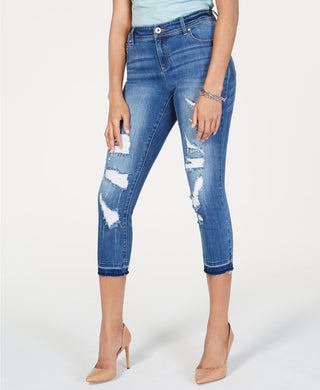 INC International Concepts Women's Incessentials Ripped Cropped Skinny Jeans  Blue Size 2