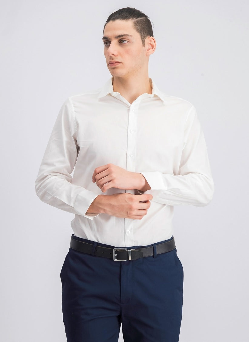 Bar III Men's Slim-Fit Stretch Knits Solid Dress Shirt  White 17.5X36-37