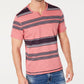 INC International Concepts Men's Stripe Split Neck T-Shirt Medium Pink Size X-Large