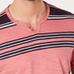 INC International Concepts Men's Stripe Split Neck T-Shirt Medium Pink Size X-Large