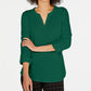 Charter Club Women's Supima Cotton Split-Neck Top  Killala Green Size Small