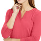 Charter Club Women's Supima Cotton Split-Neck Top  Pink Size Extra Small