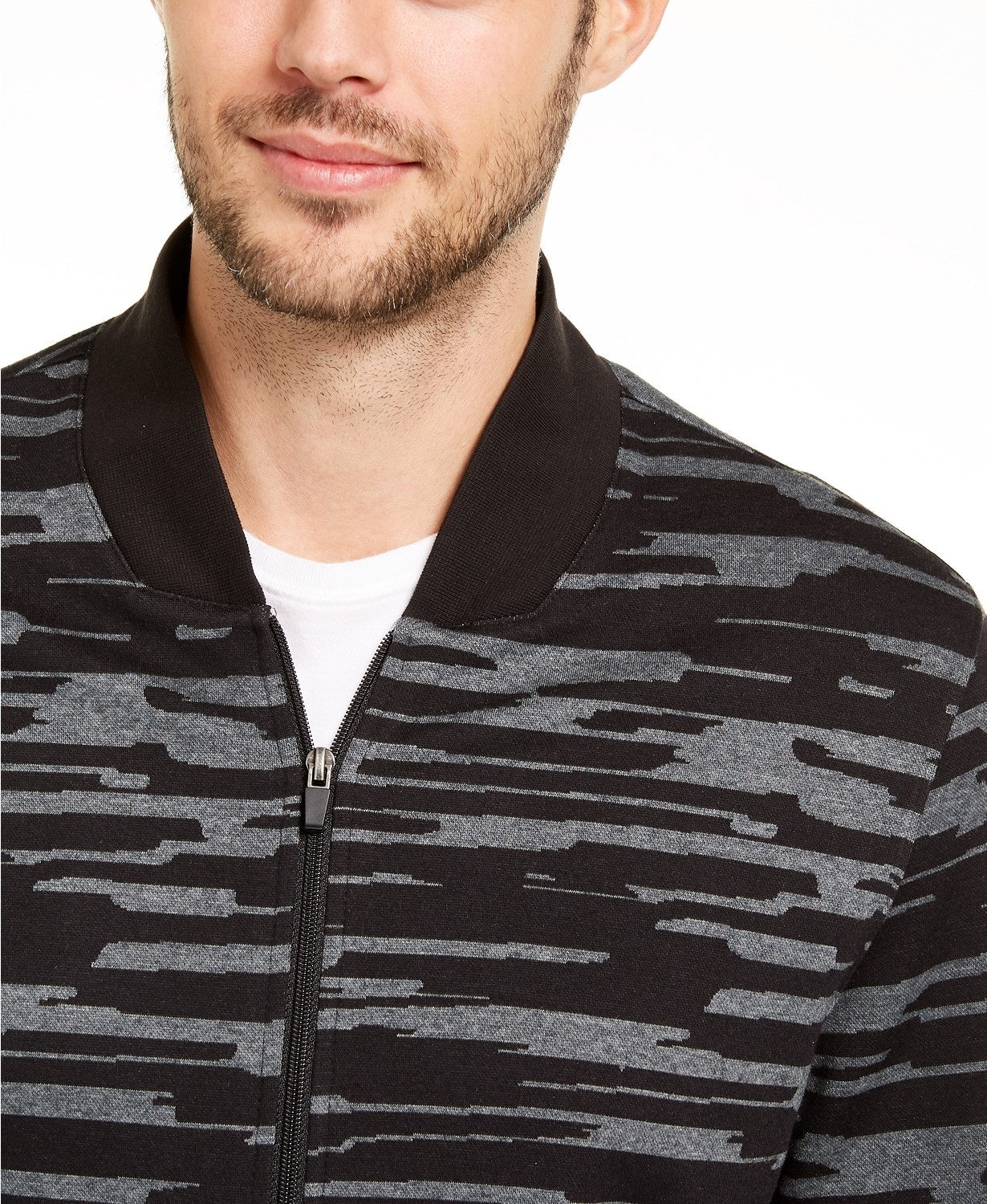 Alfani Men's Abstract-Print Bomber Jacket Black Size Extra Large