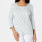 Karen Scott Women's Vine Print 3/4 Sleeve Top Green Size Large