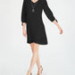 JM Collection Women's Petite Tie-Sleeve Necklace Dress Black Size Small