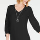 JM Collection Women's Petite Tie-Sleeve Necklace Dress Black Size Small