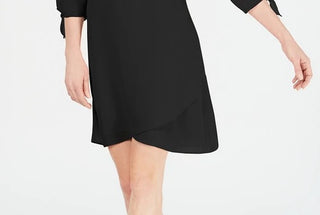JM Collection Women's Petite Tie-Sleeve Necklace Dress Black Size Small