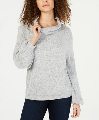 INC International Concepts Women's Cowlneck Knit Top  Gray Size Large