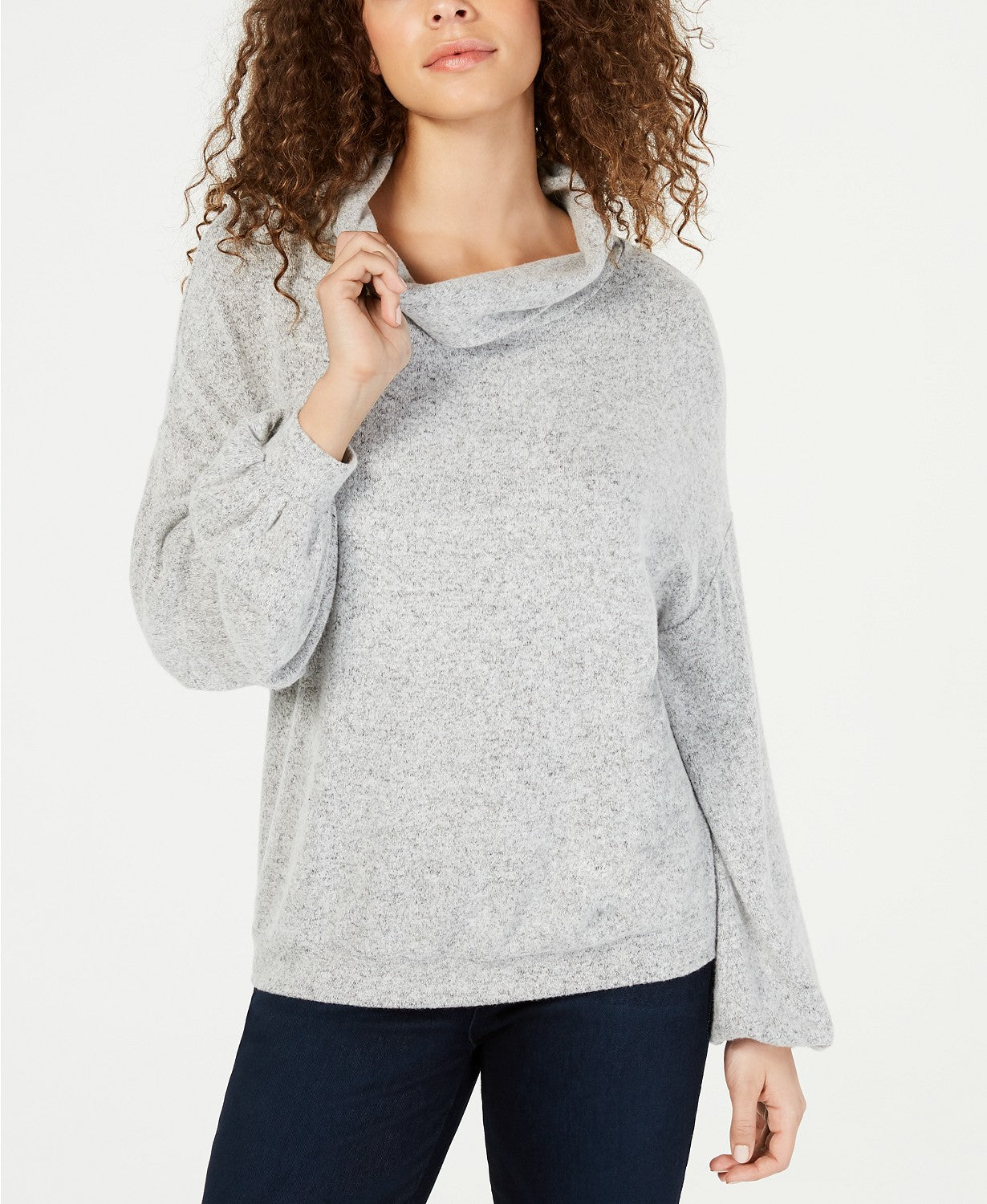 INC International Concepts Women's Cowlneck Knit Top Gray Size Extra Large