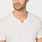 INC International Concepts Men's Ribbed Split Tee White Size Medium