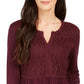 Style & Co Women's Lace-Front Draped Top Wine Size Small
