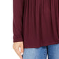 Style & Co Women's Lace-Front Draped Top Wine Size Small