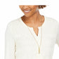 Style & Co Women'ss' Lace-Front Draped Top White Size Large