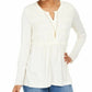 Style & Co Women's Lace-Front Draped Top Ivory Size Extra Large