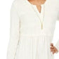 Style & Co Women's Lace-Front Draped Top Ivory Size Extra Large