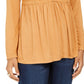 Style & Co Women's Lace-Front Draped Top Gold Size M