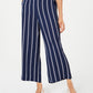 Charter Club Women's Striped Cropped Wide-Leg Pants Blue Size Small