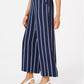 Charter Club Women's Striped Cropped Wide-Leg Pants Blue Size Small