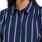 Charter Club Women's Striped Tie-Front Shirt Blue Size Large