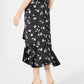 Alfani Women's Ruffled Floral-Print Midi Skirt Black Size 14