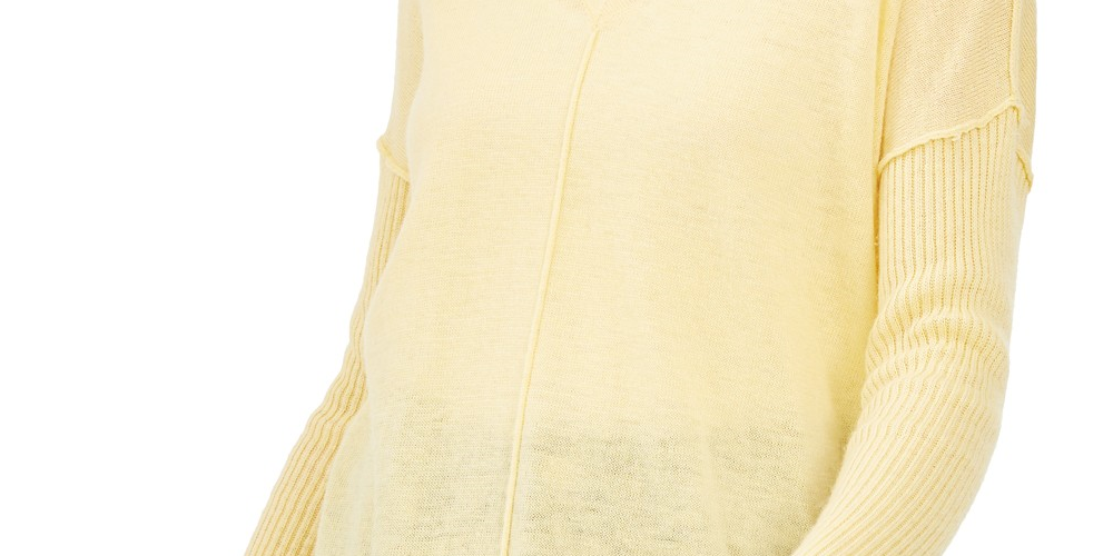 INC International Concepts Women's Ribbed Long-Sleeve Tunic Sweater Yellow Size Large