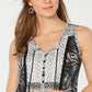 Style & Co Women's Lace-Up Tasseled Top  Black Size Small