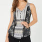 Style & Co Women's Petite Mixed-Print Top Black Size Extra Large