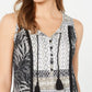 Style & Co Women's Petite Mixed-Print Top Black Size Extra Large