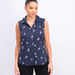 Charter Club Women's Sleeveless Floral-Print Blouse  Blue Size 4