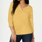 Karen Scott Women's Petite Cotton Henley Shirt Yellow Size Petite Extra Large