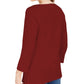 Karen Scott Women's Petite 3/4-Sleeve Henley Shirt Merlot Size Medium