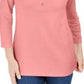 Karen Scott Women's Cotton Henley Shirt Dark Pink Size Petite