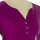 Karen Scott Women's Petite Cotton Henley Shirt Purple Size Small