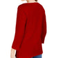 Karen Scott Women's Petite 3/4-Sleeve Henley Shirt Red Size Medium