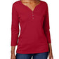 Karen Scott Women's Cotton Henley Shirt Medium Red Size Petite Extra Large