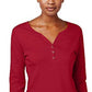 Karen Scott Women's Cotton Henley Shirt Medium Red Size Petite Extra Large