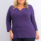Karen Scott Women's Plus Size Cotton Split-Neck Top  Purple Size 2 Extra Large