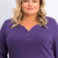 Karen Scott Women's Plus Size Cotton Split-Neck Top Purple Size 1X