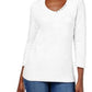 Karen Scott Women's Cotton V-Neck Button-Trim Top White Size Medium