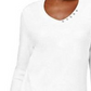 Karen Scott Women's Cotton V-Neck Button-Trim Top White Size Medium