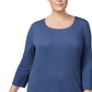 Karen Scott Women's Cotton 3/4-Sleeve Top Blue Size Extra Large