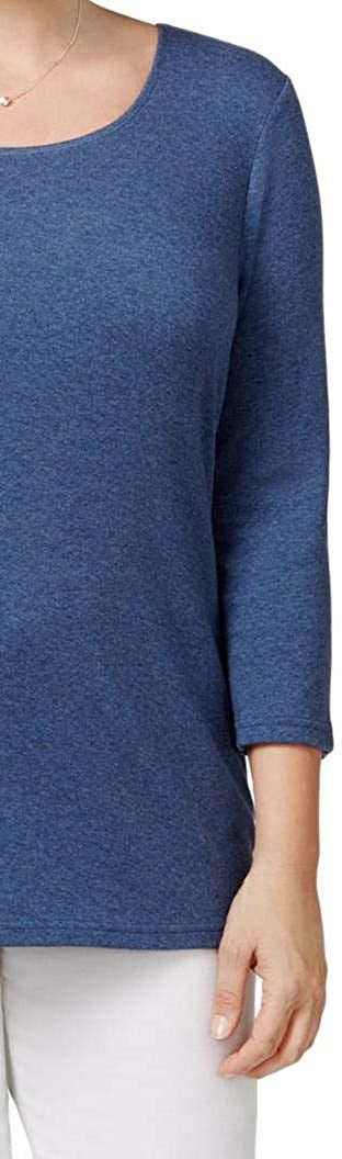 Karen Scott Women's Cotton 3/4-Sleeve Top Blue Size Extra Large