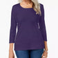Karen Scott Women's Petite Cotton Scoop-Neck Top Purple Size Petite Medium