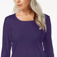 Karen Scott Women's Petite Cotton Scoop-Neck Top Purple Size Petite Medium