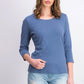Karen Scott Women's Petite Cotton Scoop-Neck Top Blue Size Petite Small