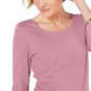 Karen Scott Women's Petite Cotton Scoop-Neck Top Pink Size Petite