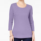 Karen Scott Women's Petite Cotton Scoop-Neck Top Purple Size Extra Large
