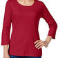 Karen Scott Women's Petite Cotton Scoop-Neck Top  Bright Red Size Small