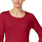 Karen Scott Women's Petite Cotton Scoop-Neck Top  Bright Red Size Small